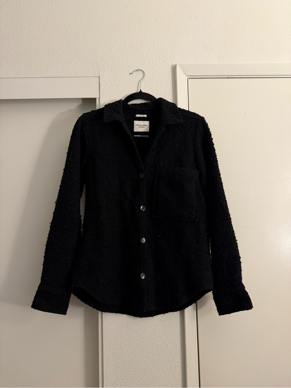 Abercrombie & Fitch Black Textured Oversized Shirt Jacket